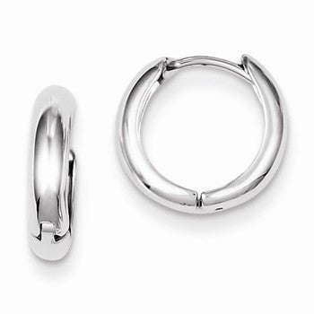 Sterling Silver Rhodium Polished Hinged Hoop Earrings
