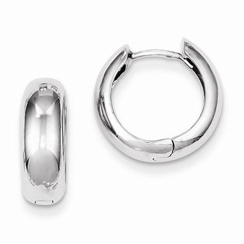 Sterling Silver Rhodium Polished Hinged Hoop Earrings