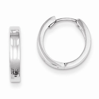 Sterling Silver Rhodium Polished Hinged Hoop Earrings