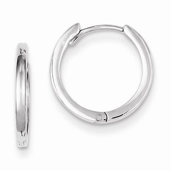 Sterling Silver Rhodium Polished Hinged Hoop Earrings