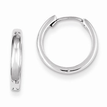 Sterling Silver Rhodium Polished Hinged Hoop Earrings