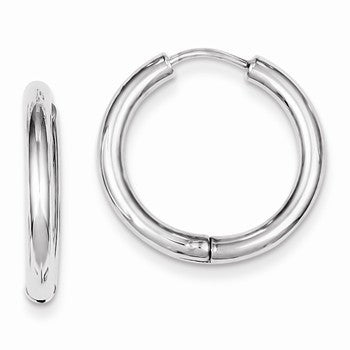 Sterling Silver Polished Hollow Hinged Hoop Earrings