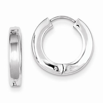 Sterling Silver Rhodium-plated Polished Hollow Hinged Hoop Earrings