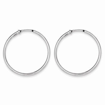 Sterling Silver Rhodium Polished Hoop Earrings