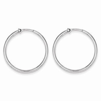 Sterling Silver Rhodium Polished Hoop Earrings