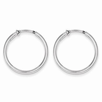 Sterling Silver Rhodium Polished Hoop Earrings