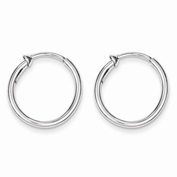 Sterling Silver Rhodium Polished Hoop Earrings