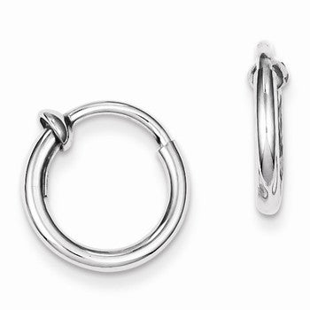 Sterling Silver Rhodium Polished Hoop Earrings