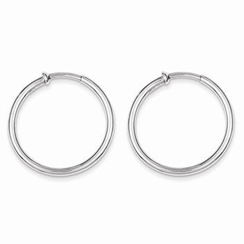 Sterling Silver Rhodium Polished Hoop Earrings