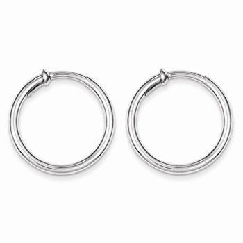 Sterling Silver Rhodium Polished Hoop Earrings