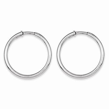 Sterling Silver Rhodium Polished Hoop Earrings