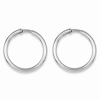 Sterling Silver Rhodium Polished Hoop Earrings