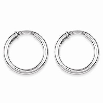 Sterling Silver Rhodium Polished Hoop Earrings