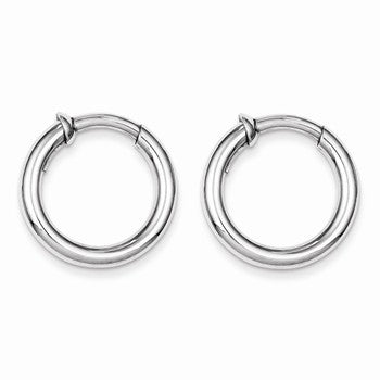 Sterling Silver Rhodium Polished Hoop Earrings