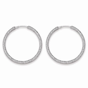 Sterling Silver Laser Cut Endless Hoop Earrings