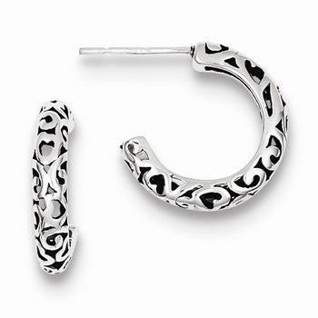Sterling Silver Antique Post Hoop Earrings