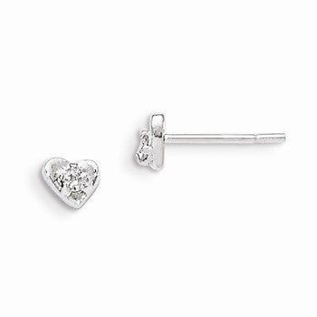 Sterling Silver CZ Heart Post Earrings