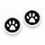 Sterling Silver Polished Enamel Paw Print Post Earrings