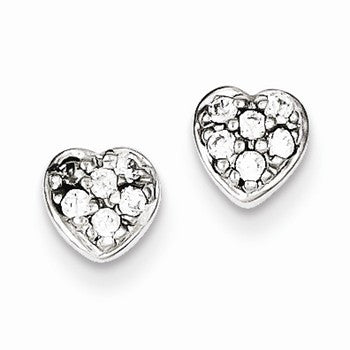 Sterling Silver CZ Heart Post Earrings