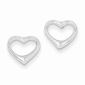 Sterling Silver Rhodium Plated Open Heart Post Earrings