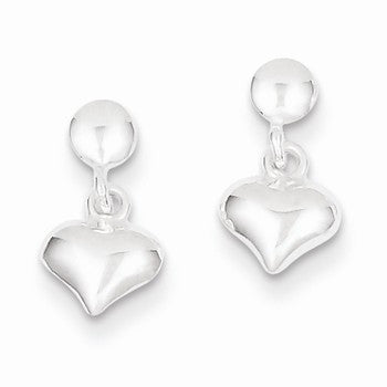 Sterling Silver Dangle Heart Post Earrings