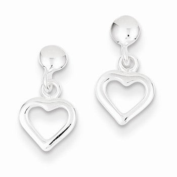 Sterling Silver Dangle Heart Post Earrings