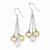 Sterling Silver Polished Three-tone Heart Dangle Earrings