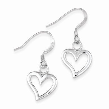 Sterling Silver Polished Heart Dangle Earrings