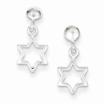 Sterling Silver Dangle Star Post Earrings