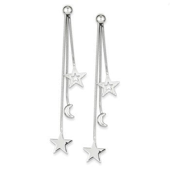 Sterling Silver Cut Out Star Dangle Post Earrings