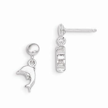 Sterling Silver Dangle Dolphin Earrings