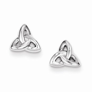 Sterling Silver Rhodium Plated Trinity Post Earrings