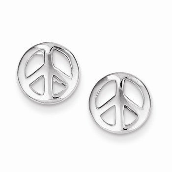 Sterling Silver Polished Peace Sign Post Earrings