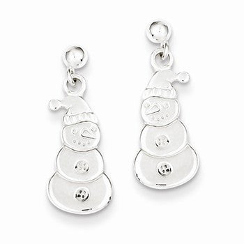 Sterling Silver Polished Snowmen Post Dangle Earrings