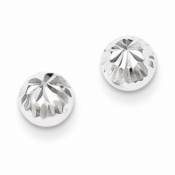 Sterling Silver Rhodium Plated Diamond-cut Post Earrings