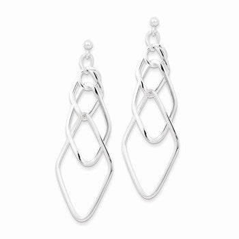 Sterling Silver Polished Geometric Post Dangle Earrings