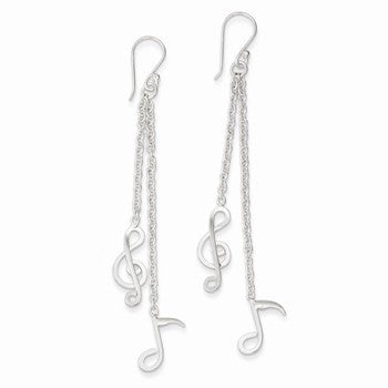 Sterling Silver Musical Notes Dangle Earrings