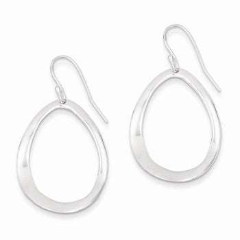 Sterling Silver Polished Oval Dangle Earrings