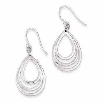 Sterling Silver Polished Teardrops Dangle Earrings
