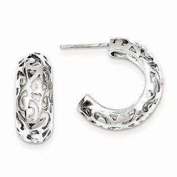 Sterling Silver Rhodium Plated Filigree Post Earrings