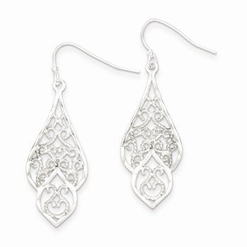 Sterling Silver Diamond-cut Dangle Earrings