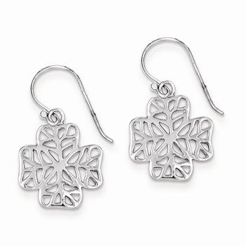 Sterling Silver Clover Leaf Shepherd Hook Earrings