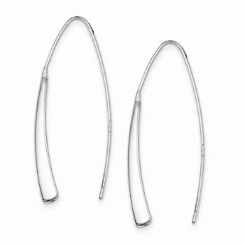 Sterling Silver Polished Rhodium Plated Fancy Bar Thread Earrings