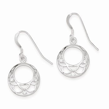 Sterling Silver Dangle with CZ Shepherd Hook Earrings