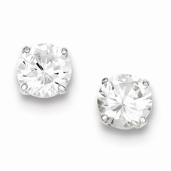 Sterling Silver Round CZ 8mm Post Earrings