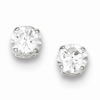Sterling Silver Round CZ 6mm Post Earrings