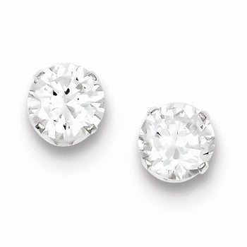Sterling Silver CZ 7mm Post Earrings