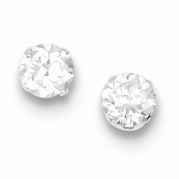 Sterling Silver CZ 6mm Post Earrings