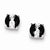 Sterling Silver Black & White Colored CZ 7mm Round Post Earrings