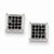 Sterling Silver Black CZ Pave Square Post Earrings